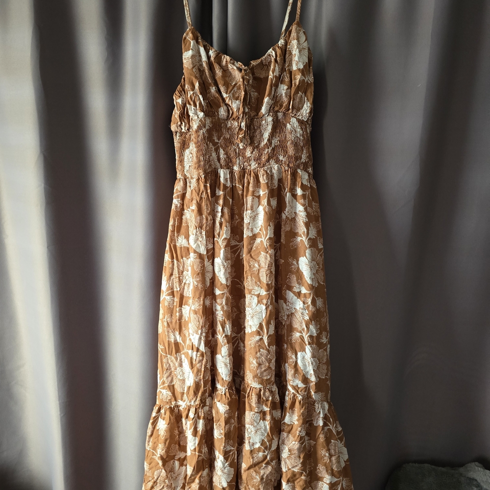 Floral Brown Beach Dress